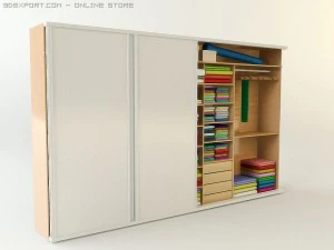 wardrobe with clothing 3D Model