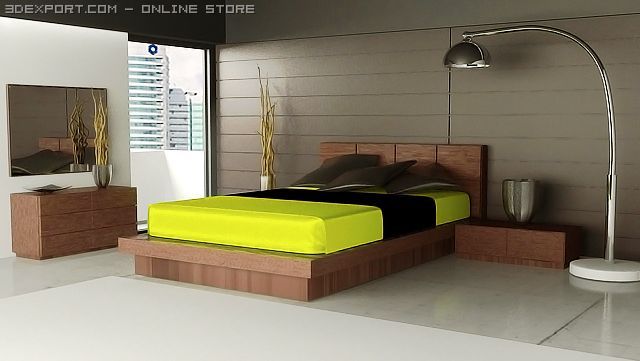 bedroom scene contemporary 3D Модель .c4d .max .obj .3ds .fbx .stl .blend 