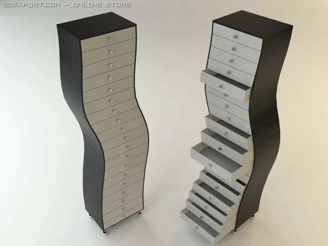 drawer unit wavy contemporary taboret 3D Model .c4d .max .obj .3ds .fbx .stl .blend