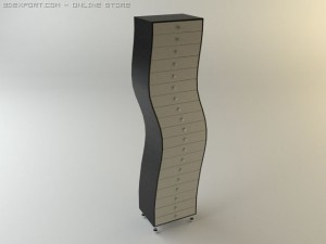 drawer unit wavy contemporary taboret Modello 3D