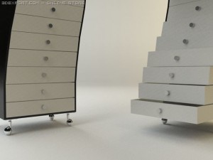 drawer unit wavy contemporary taboret Modello 3D