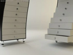 drawer unit wavy contemporary taboret 3D Model