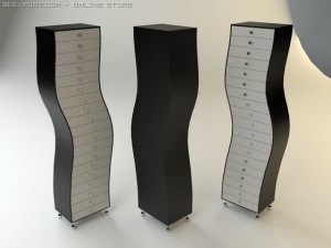 drawer unit wavy contemporary taboret Modello 3D