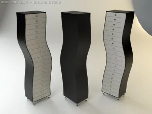 drawer unit wavy contemporary taboret 3D Model
