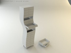 drawer unit wavy contemporary taboret Modello 3D