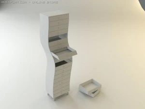 drawer unit wavy contemporary taboret 3D Model