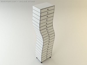 drawer unit wavy contemporary taboret Modello 3D