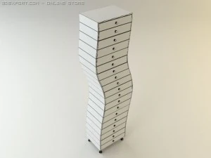 drawer unit wavy contemporary taboret 3D Model