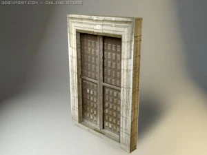 puerta r&uacute;stica de madera pesada 1 Modelo 3D