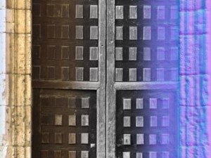 rustic heavy wood door 1 Model 3D