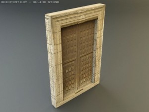 rustic heavy wood door 1 Model 3D
