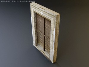 rustic heavy wood door 1 Model 3D