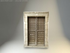 rustic heavy wood door 1 Model 3D