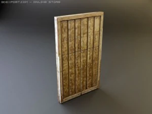 puerta r&uacute;stica de madera pesada 2 Modelo 3D