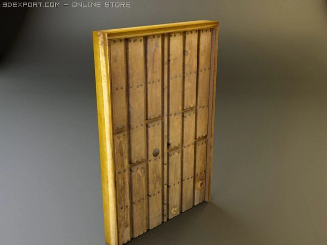 rustic heavy wood door 3 3D Model .c4d .max .obj .3ds .fbx .stl .blend 