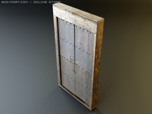 rustic heavy wood door 5 3D Model