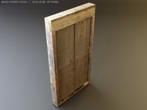 rustic heavy wood door 5 3D Model