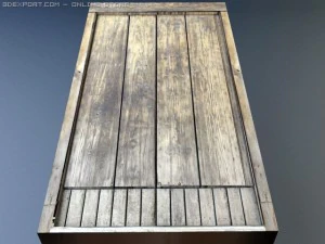 puerta r&uacute;stica de madera pesada 6 Modelo 3D