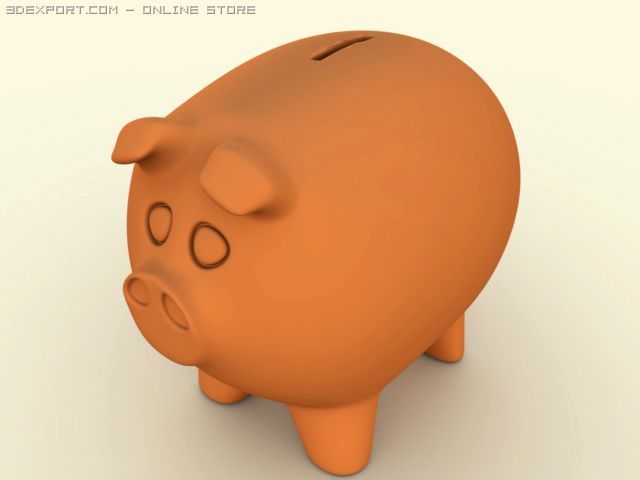 piggy bank 3D Model .c4d .max .obj .3ds .fbx .stl .blend 