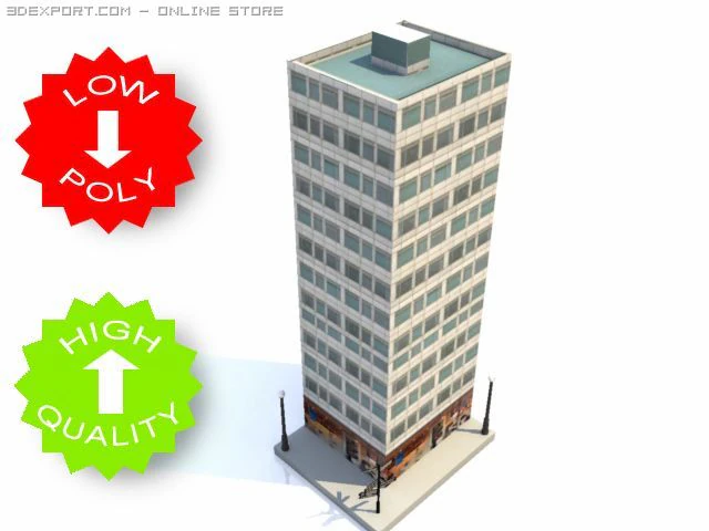 skyscraper building 1 3D Model .c4d .max .obj .3ds .fbx .stl .blend 