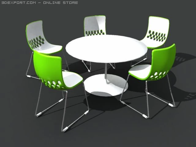 मॉडल आँगन टेबल कुर्सी सेट 3D मॉडल .c4d .max .obj .3ds .fbx .stl .blend