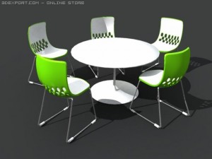 model patio table  chair set Model 3D