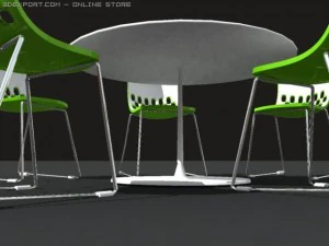 मॉडल आँगन टेबल कुर्सी सेट 3D मॉडल