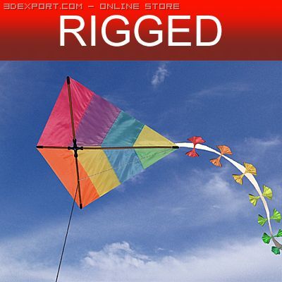 kite rigged 3D Model .c4d .max .obj .3ds .fbx .stl .blend 