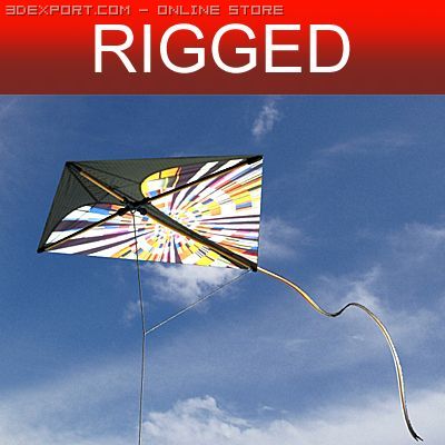 kite rigged 2 3D Модель .c4d .max .obj .3ds .fbx .stl .blend 