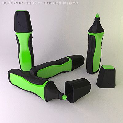 highlighter marker green 2 Modelo 3D .c4d .max .obj .3ds .fbx .stl .blend 