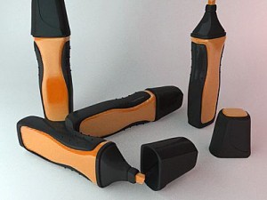 highlighter marker orange 3 3D Model
