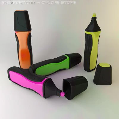 highlighter markers collection 3D Model .c4d .max .obj .3ds .fbx .stl .blend