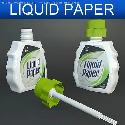 liquid paper correction fluid 3D Model .c4d .max .obj .3ds .fbx .stl .blend 