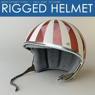rigged moto helmet 3D Model .c4d .max .obj .3ds .fbx .stl .blend 