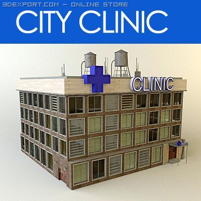city clinic building 3D Model .c4d .max .obj .3ds .fbx .stl .blend 