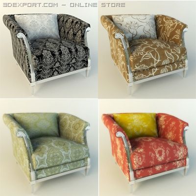 armchair collection Model 3D .c4d .max .obj .3ds .fbx .stl .blend 