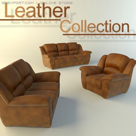 leather furniture set 3D Model .c4d .max .obj .3ds .fbx .stl .blend 
