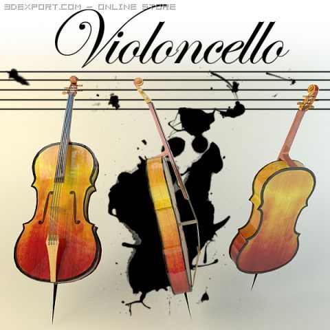 violoncello 3D Model .c4d .max .obj .3ds .fbx .stl .blend