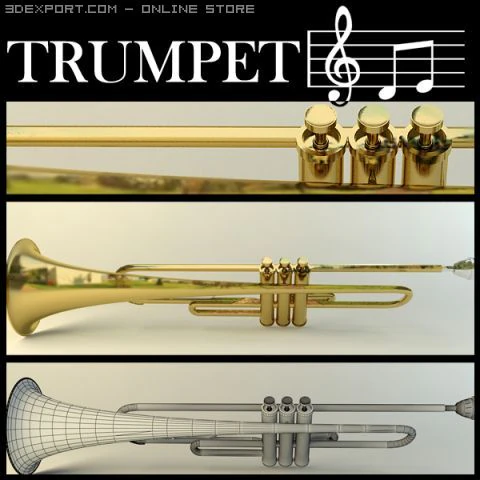 trumpet 3D Model .c4d .max .obj .3ds .fbx .stl .blend 
