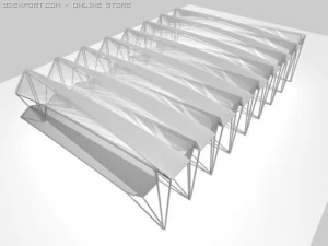 Glasabdeckung mit Metallstruktur 3D Modell