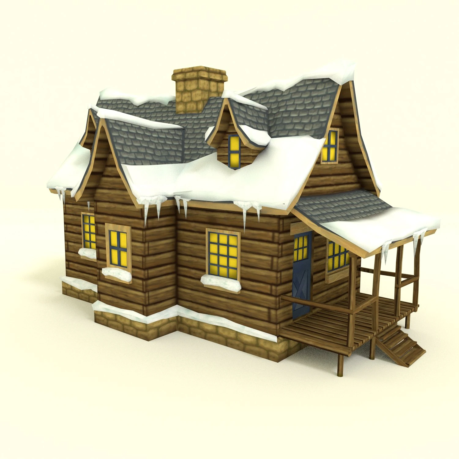 low poly winter house 3D Model .c4d .max .obj .3ds .fbx .stl .blend