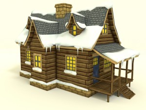 low poly winter house Modèle 3D