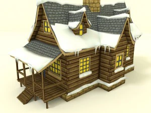 low poly winter house 3D Model