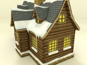 low poly winter house 3D 모델