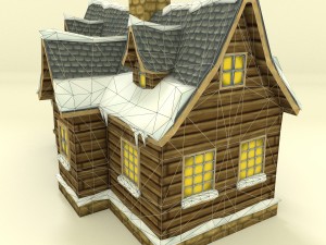 low poly winter house 3D 모델