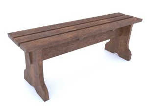 деревянная скамейка 3D Модель