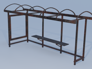 old rusty bus stop low-poly pbr model Modèle 3D