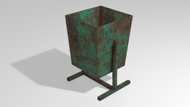 old rusty trash can low-poly pbr model 3D Model .c4d .max .obj .3ds .fbx .stl .blend 