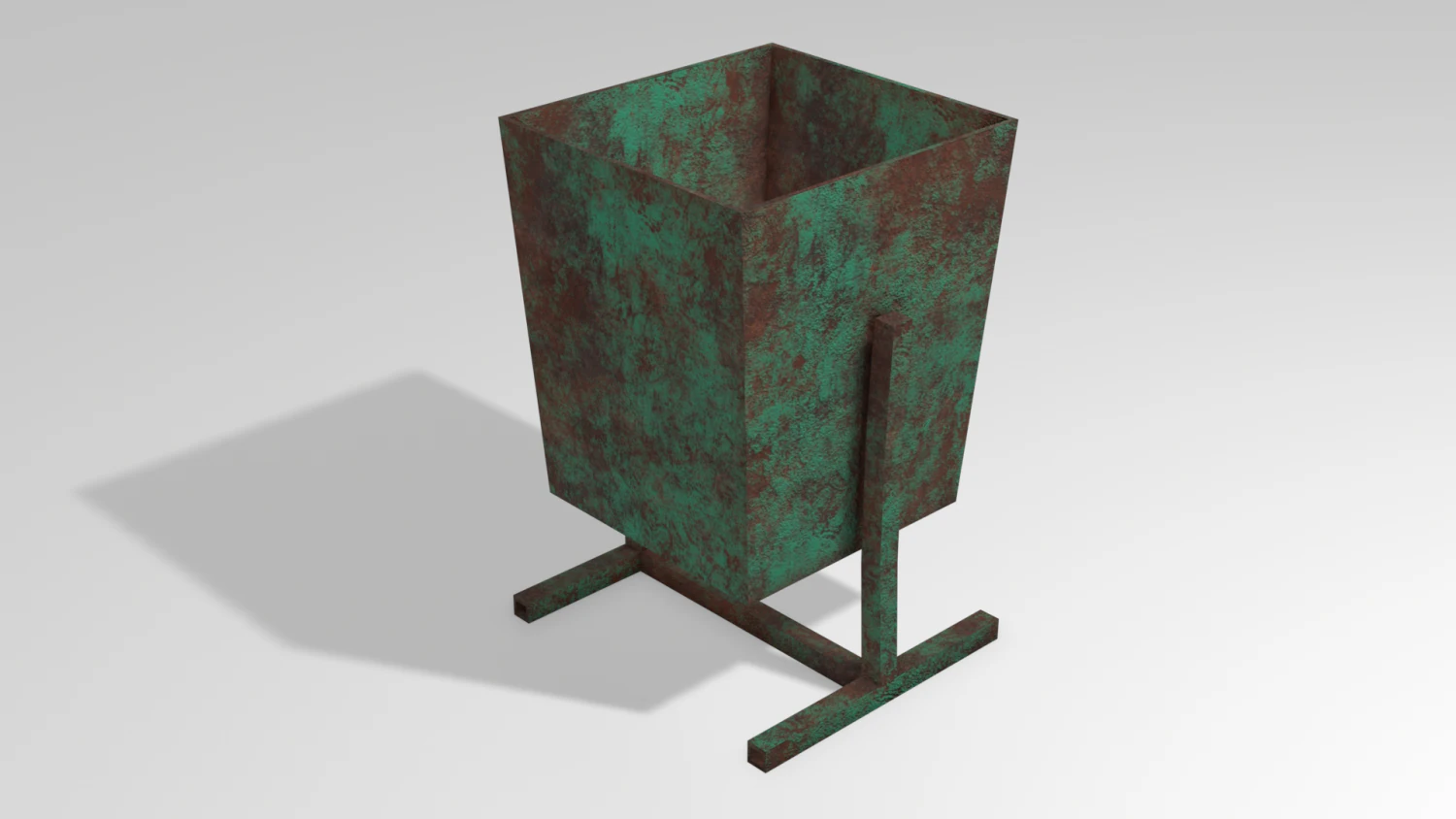 old rusty trash can low-poly pbr model 3D Model .c4d .max .obj .3ds .fbx .stl .blend