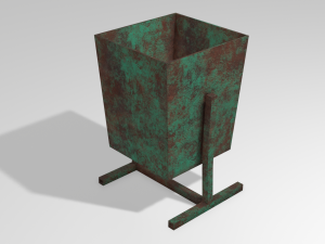 old rusty trash can low-poly pbr model 3D Model